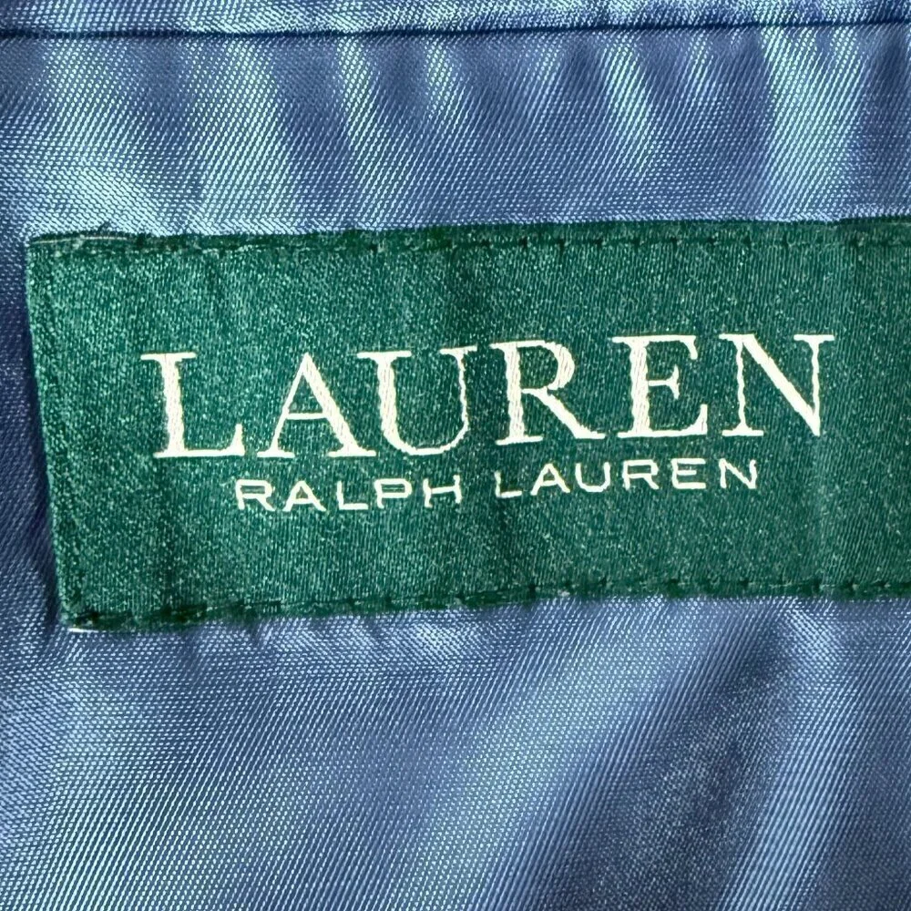 Lauren Ralph Lauren Men's Blue White Plaid 100% Linen Blazer Sz 52R